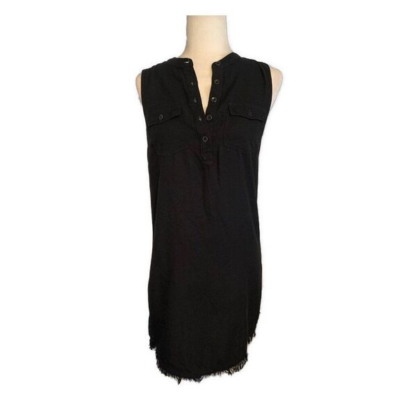 Splendid Womens Solid Black Fringe Tank Mini Dress Xs - Picture 1 of 4